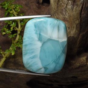 Larimar azul natural de 60,78 ct, corte cojín, opaco