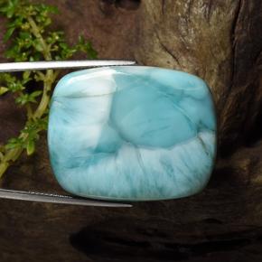 Larimar azul natural de 60,78 ct, corte cojín, opaco