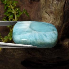 Larimar azul natural de 60,78 ct, corte cojín, opaco