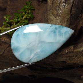 larimar Azul cielo claro natural de 84.80 ct, En forma de pera, Opaco