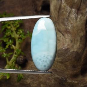 Larimar azul natural de 15,43 ct, corte óvalo, opaco