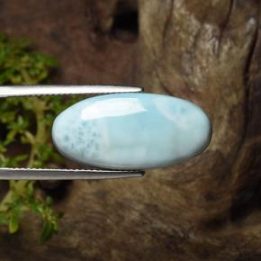 Larimar azul natural de 15,43 ct, corte óvalo, opaco