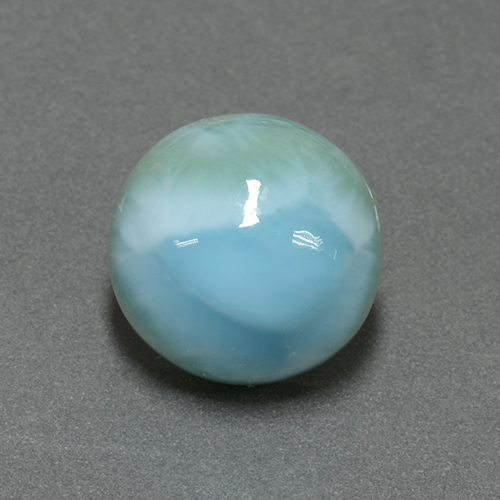 Larimar azul natural de 6,90 ct, corte redondo, opaco