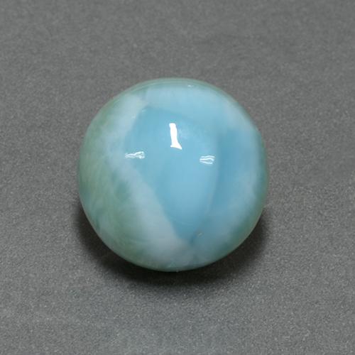 Larimar azul natural de 6,90 ct, corte redondo, opaco