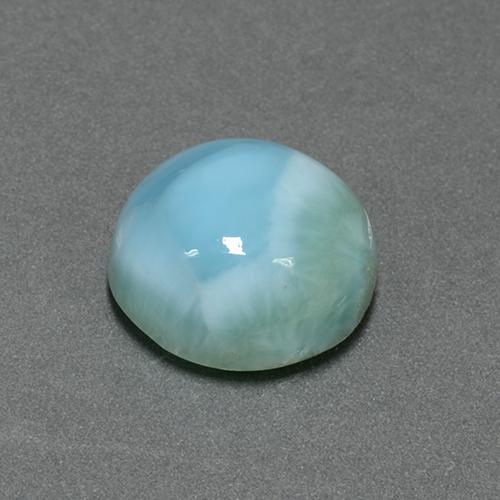Larimar azul natural de 6,90 ct, corte redondo, opaco