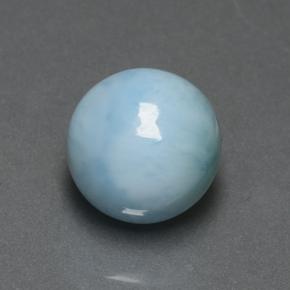 Larimar azul natural de 4,74 ct, corte redondo, opaco
