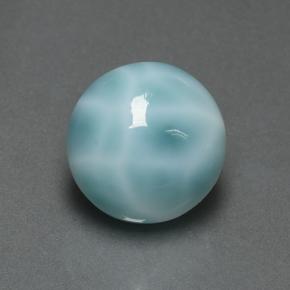 larimar Azul verdoso claro natural de 6.91 ct, Corte Redondo, Opaco