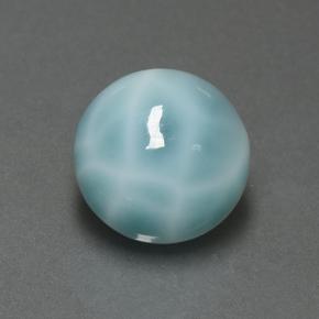 larimar Azul verdoso claro natural de 6.91 ct, Corte Redondo, Opaco