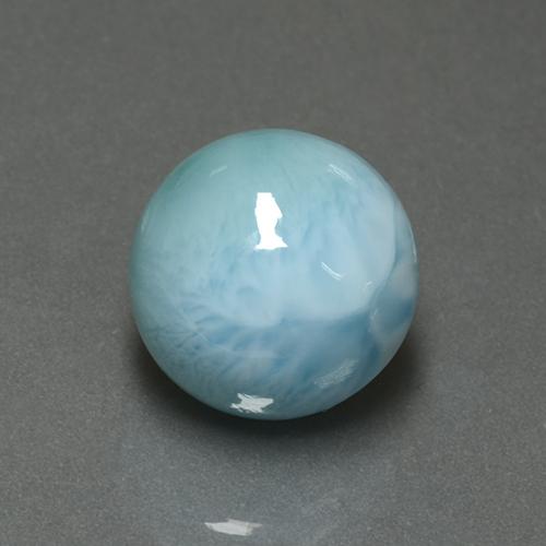 larimar Azul claro natural de 6.64 ct, Corte Redondo, Opaco