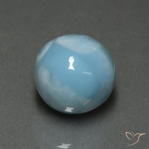 7.09ct Natural Azul claro larimar, Redondo, Opaco