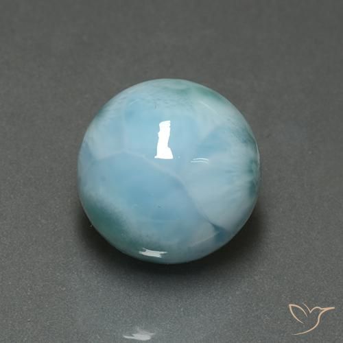 Larimar azul natural de 7,32 ct, corte redondo, opaco