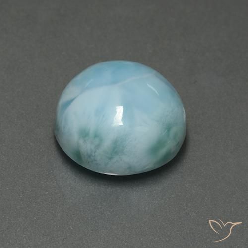 Larimar azul natural de 7,32 ct, corte redondo, opaco