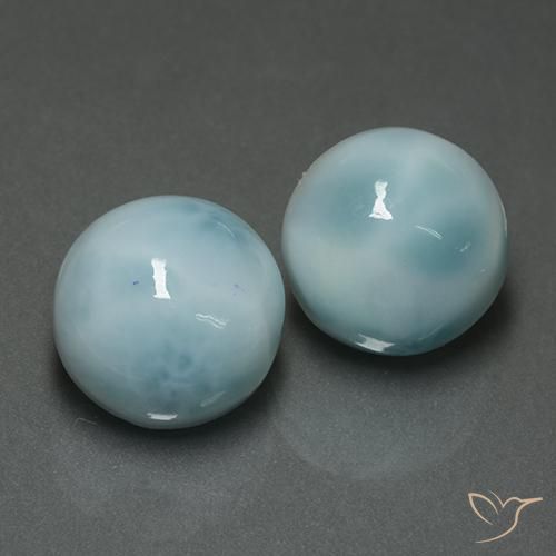 Gemas de larimar Azul claro natural de 13.42 ct, Corte Redondo, Opaco