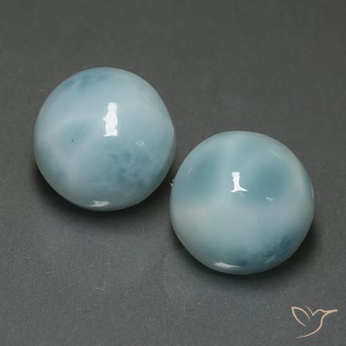 Gemas de larimar Azul claro natural de 13.42 ct, Corte Redondo, Opaco