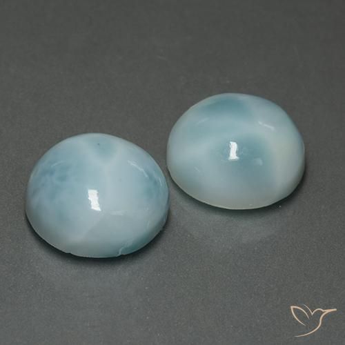 Gemas de larimar Azul claro natural de 13.42 ct, Corte Redondo, Opaco
