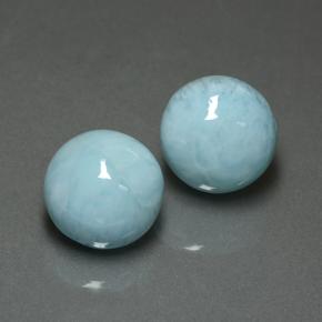 Gemas de larimar Azul verdoso claro natural de 12.17 ct, Corte Redondo, Opaco