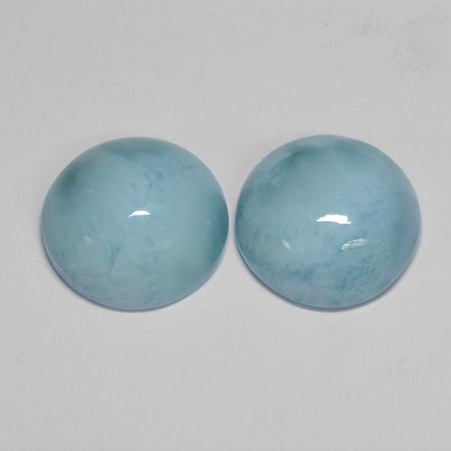 Gemas de larimar azul natural de 12,54 ct, corte redondo, opaco