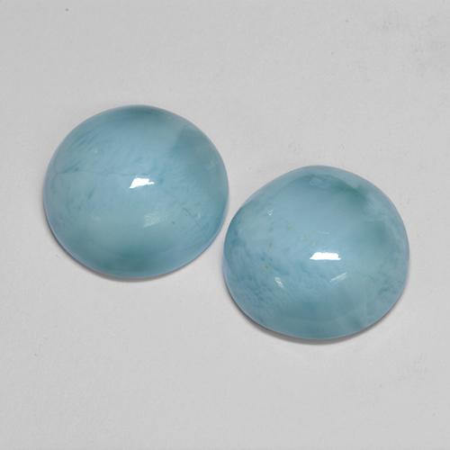 Gemas de larimar azul natural de 12,54 ct, corte redondo, opaco