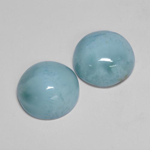 Gemas de larimar azul natural de 12,54 ct, corte redondo, opaco