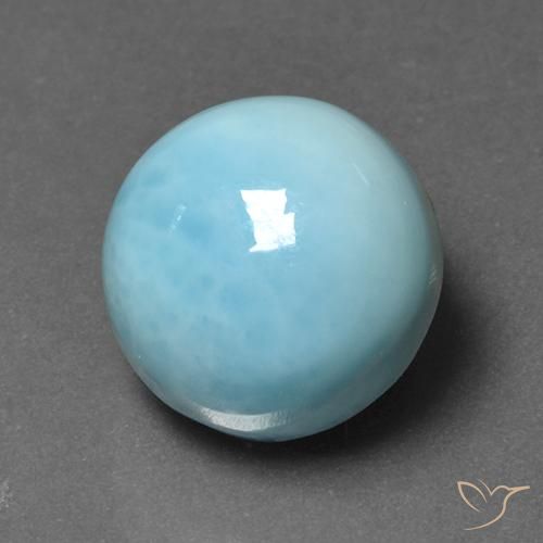 larimar Azul Cielo natural de 6.89 ct, Redondo, Opaco