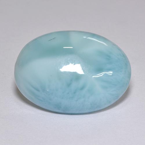 Larimar azul natural de 9,39 ct, corte óvalo, opaco