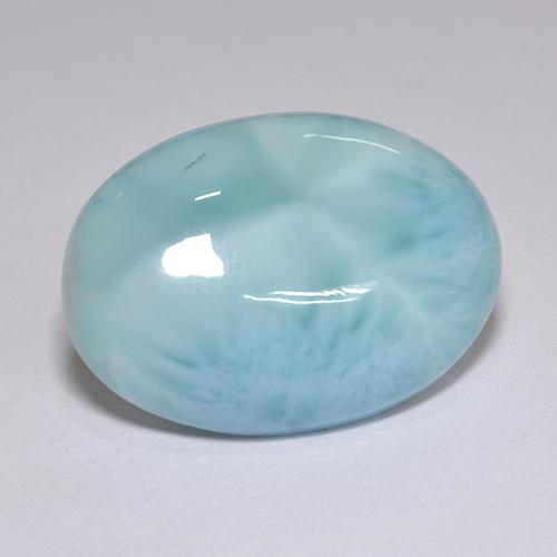 Larimar azul natural de 9,39 ct, corte óvalo, opaco