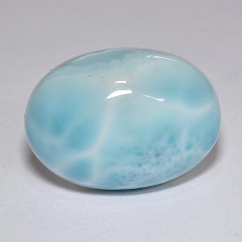 Larimar azul natural de 12,89 ct, corte óvalo, opaco