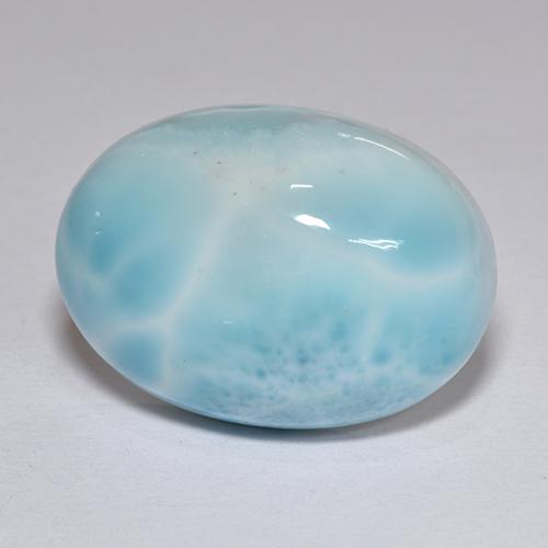 Larimar azul natural de 12,89 ct, corte óvalo, opaco