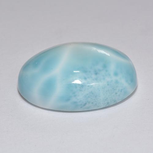 Larimar azul natural de 12,89 ct, corte óvalo, opaco