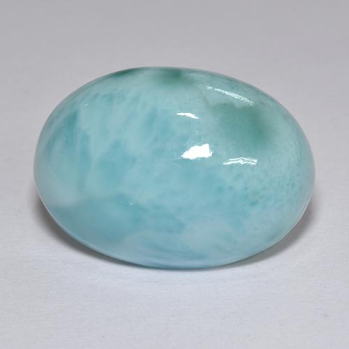 Larimar azul natural de 12,10 ct, corte óvalo, opaco