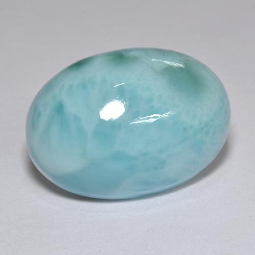 Larimar azul natural de 12,10 ct, corte óvalo, opaco