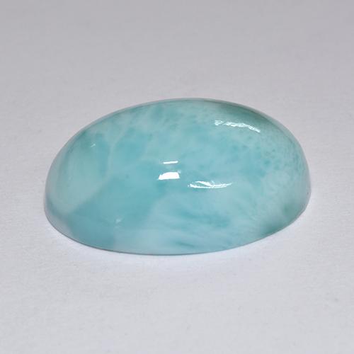 Larimar azul natural de 12,10 ct, corte óvalo, opaco