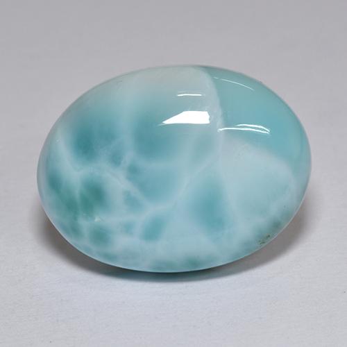 Larimar azul natural de 8,82 ct, corte óvalo, opaco