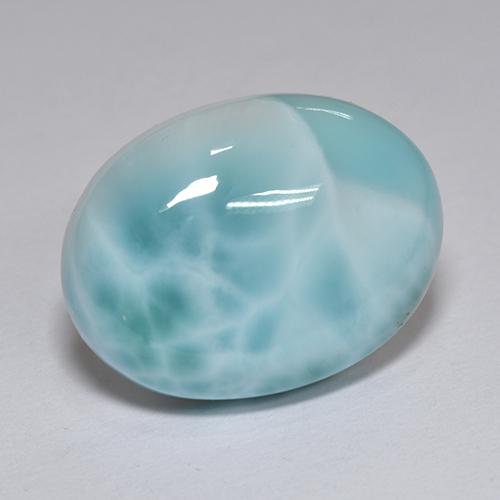 Larimar azul natural de 8,82 ct, corte óvalo, opaco