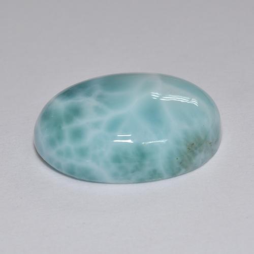 Larimar azul natural de 8,82 ct, corte óvalo, opaco