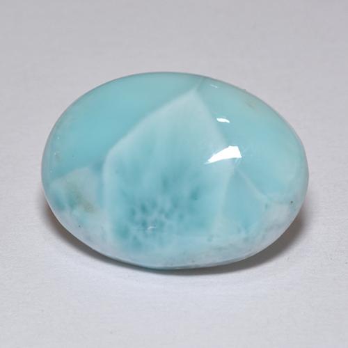 Larimar azul natural de 7,36 ct, corte óvalo, opaco