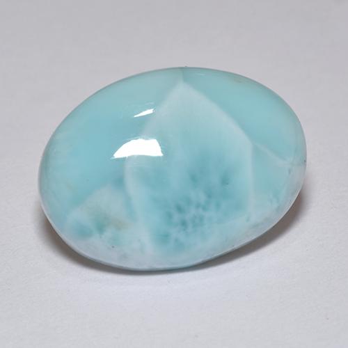 Larimar azul natural de 7,36 ct, corte óvalo, opaco