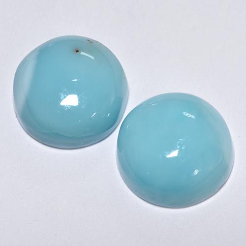 Gemas de larimar turquesa natural de 7,23 ct, corte redondo, opaco
