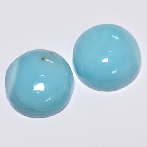 Gemas de larimar turquesa natural de 7,23 ct, corte redondo, opaco