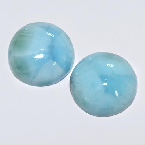 Gemas de larimar Azul natural de 6.31 ct, Corte Redondo, Opaco