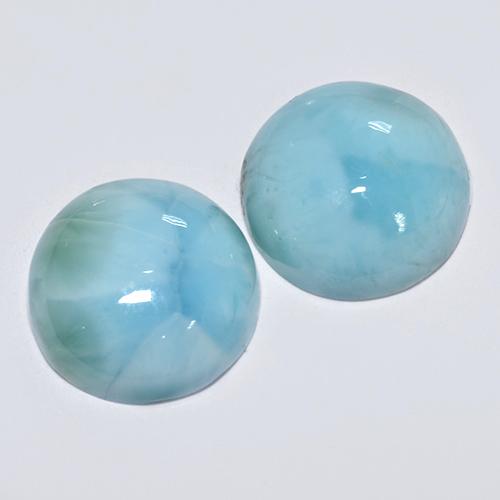 Gemas de larimar Azul natural de 6.31 ct, Corte Redondo, Opaco