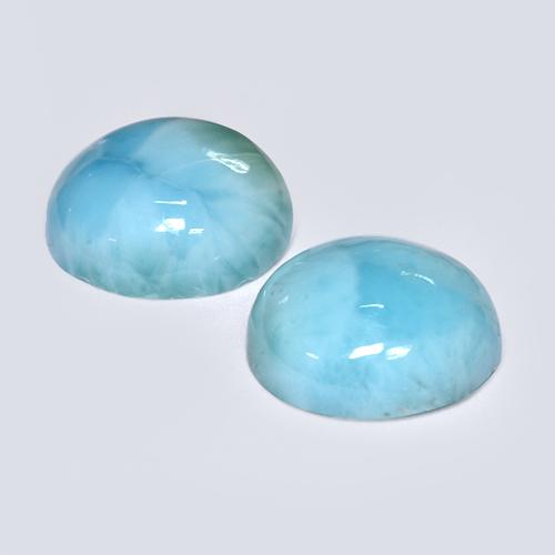 Gemas de larimar Azul natural de 6.31 ct, Corte Redondo, Opaco
