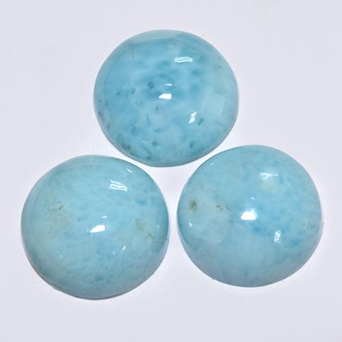 Gemas de larimar azul natural de 9,93 ct, corte redondo, opaco