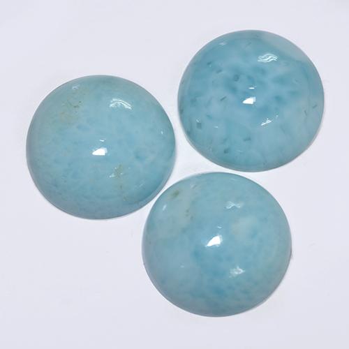 Gemas de larimar azul natural de 9,93 ct, corte redondo, opaco