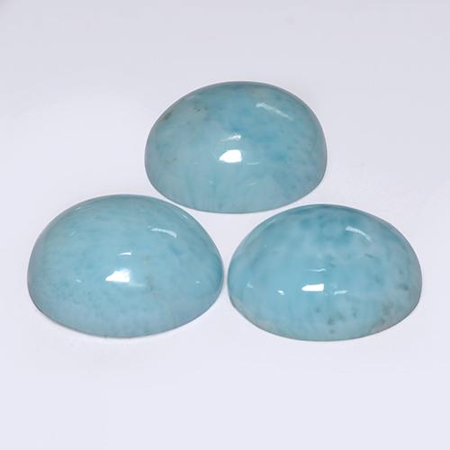Gemas de larimar azul natural de 9,93 ct, corte redondo, opaco