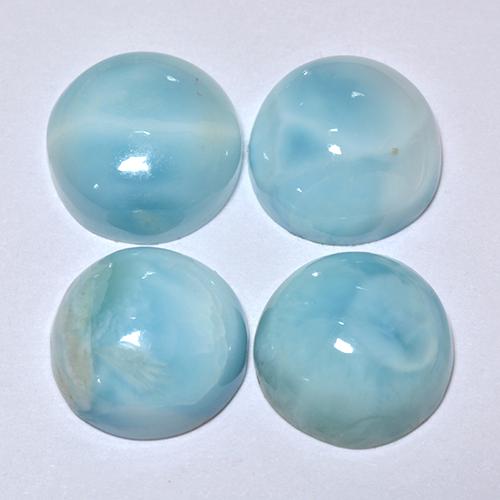 Gemas de larimar turquesa natural de 14,19 ct, corte redondo, opaco