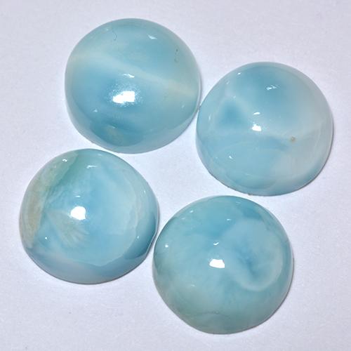 Gemas de larimar turquesa natural de 14,19 ct, corte redondo, opaco