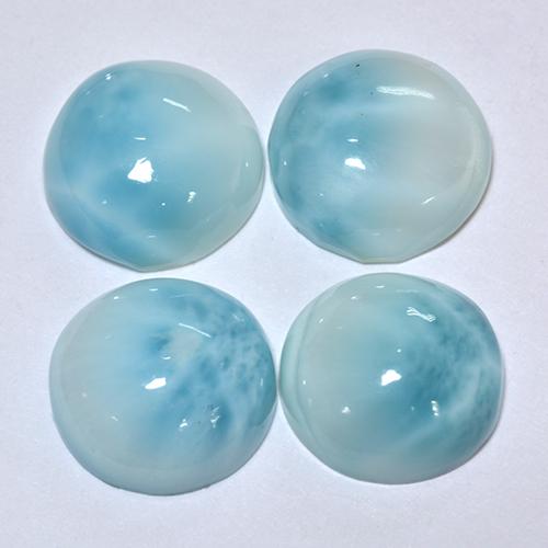 Gemas de larimar turquesa natural de 12,18 ct, corte redondo, opaco