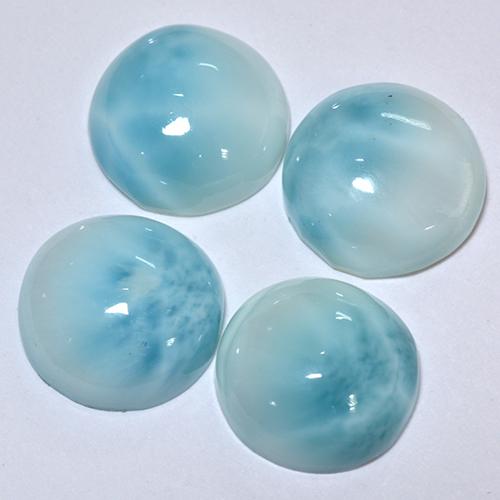 Gemas de larimar turquesa natural de 12,18 ct, corte redondo, opaco