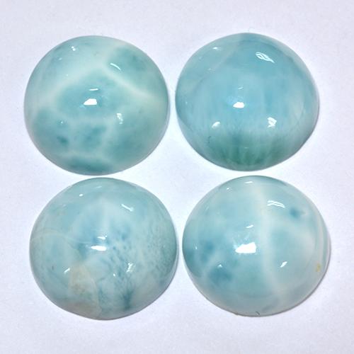 Gemas de larimar Verde azulado claro natural de 14.04 ct, Corte Redondo, Opaco